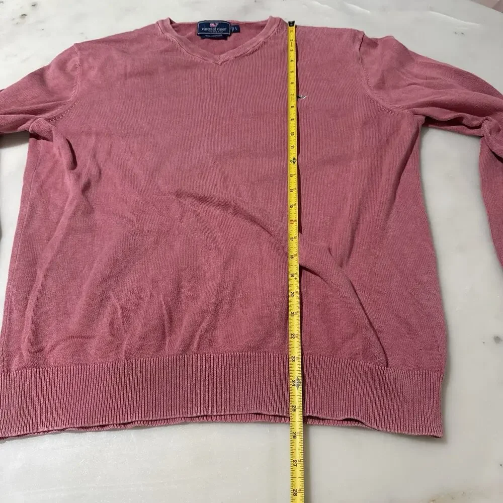 Vineyard Vines Shep & Ian Men L Cashmere Blend Coral Pink Sweater Coastal Casual
